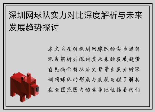深圳网球队实力对比深度解析与未来发展趋势探讨